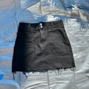 Black denim mini skirt